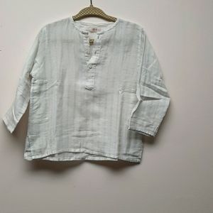 KetiKeta off white and light blue shirt size 2